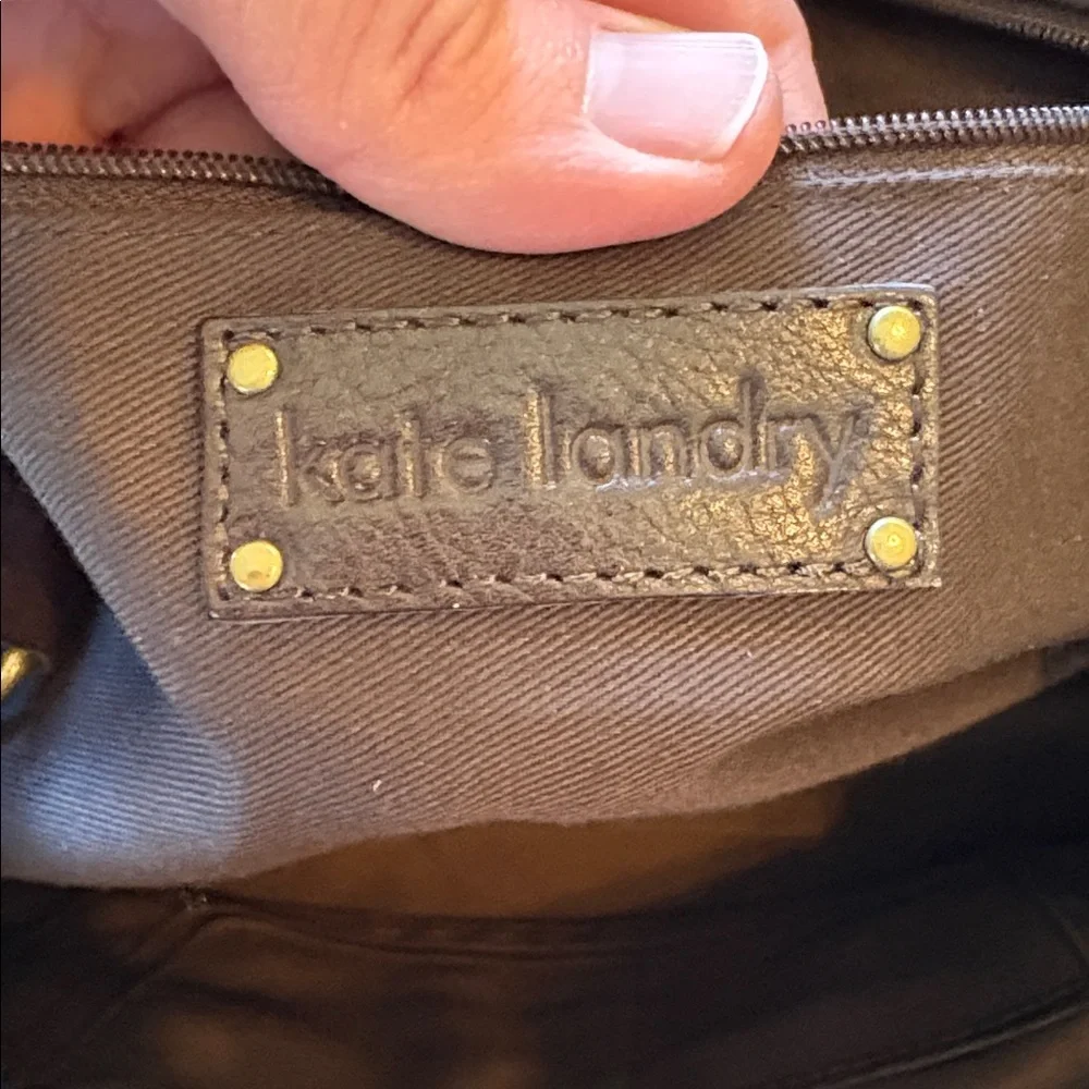 Kate Landry dark brown pebbled leather satchel purse - Picture 11 of 16